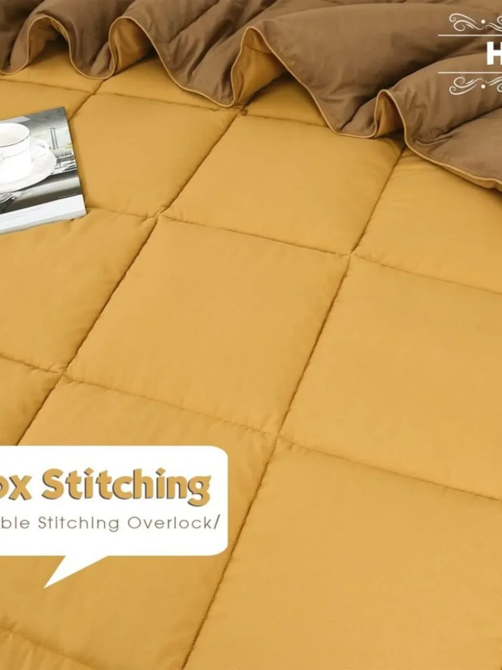 HIG 3-Piece All Season Mustard Yellow Down Alternative Comforter Set For King